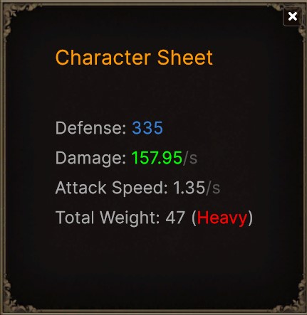 The Total Weight should show up in the Character Sheet