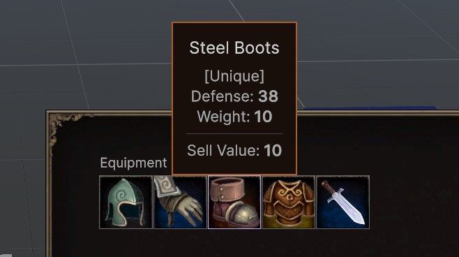 The Weight should show up in the Tooltip